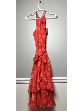 NWT Lauren Ralph Lauren Womens Red Floral Sleeveless Halter Neck Dress Size 2